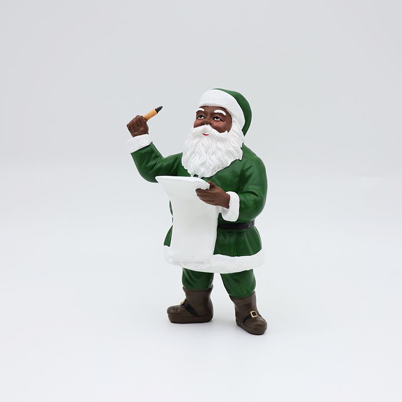 Custom Christmas black skin Santa Claus standing figurine ornament manufacture