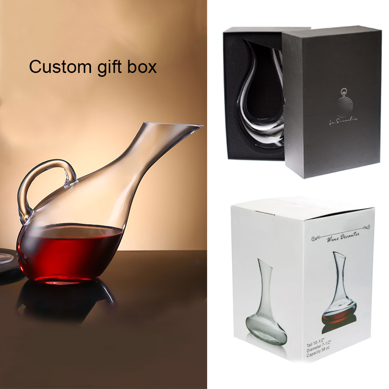 35oz wholesale decanter wine custom logo luxury glassware oblique wine decanter with handle factory