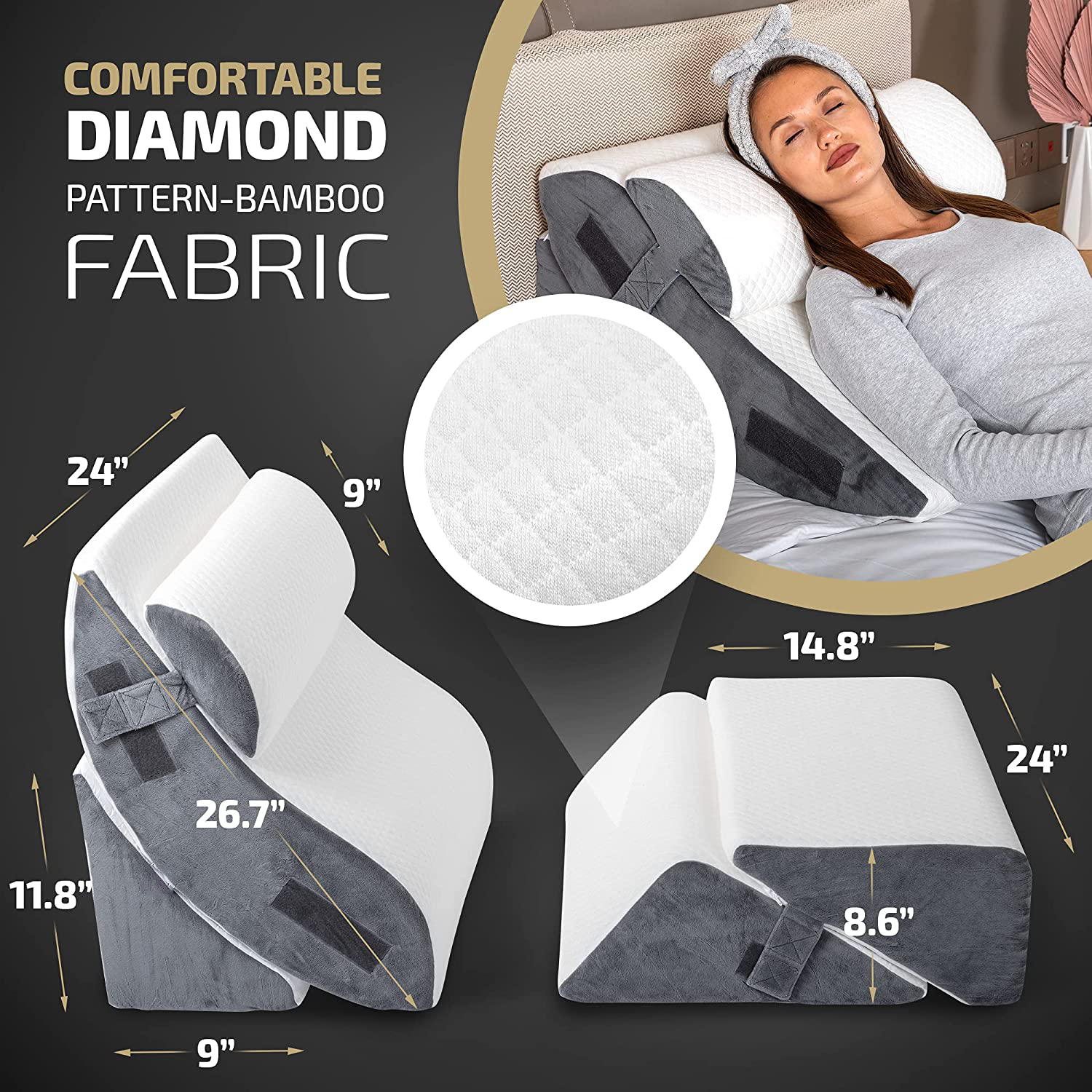 5 Pcs Adjustable Relaxing System Leg Elevation Pillow Memory Foam Bed Wedge Pillows for Back Support, Pain Relief and Recovery manufacture