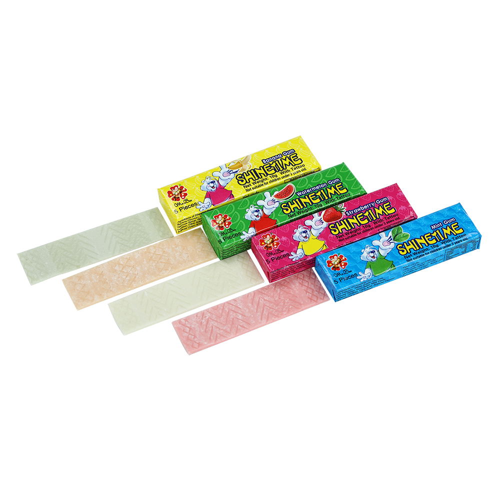 custom halal tutti fruit flavor 5 tattoo chewing gum bubble gum sticker OEM factory