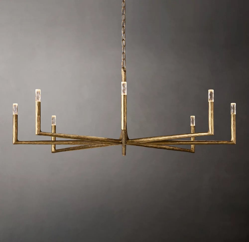 Vintage Luxury Villa Living Room Copper Pendant Light Dining Room Brass Branch Crystal Chandelier factory