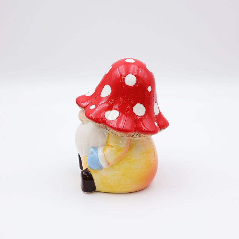 OEM Custom christmas home decor cute red ass figure statue ceramic umbrella shaped mushroom gnome figurine ornaments manufacture