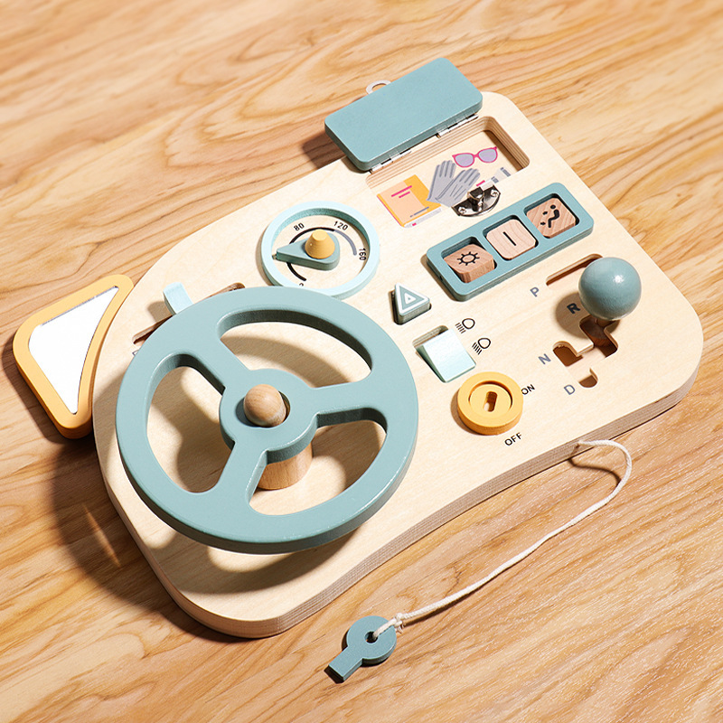 Montessori Busy Board Wooden Steering Wheel Simulation Activity Sensory Board Early Educational Toys supplier