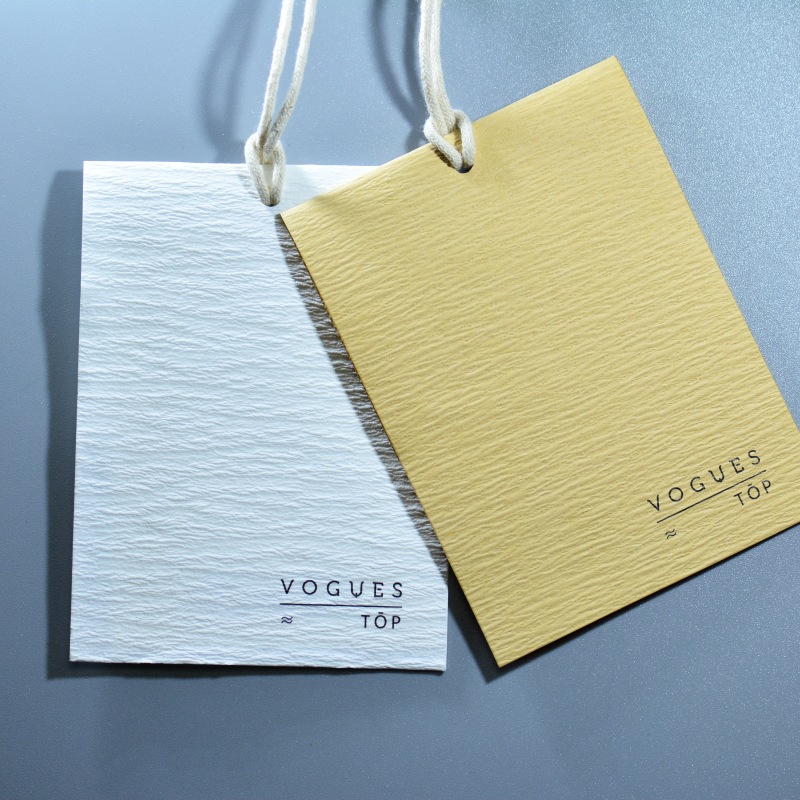 Custom Luxury Hanging Label with Free Slings Special Swing Paper Product Hang Tags for Clothing Garment details