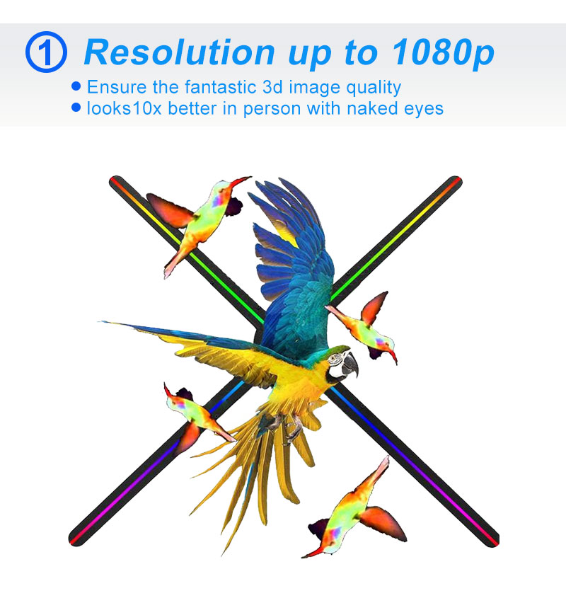 4 Blades HD Projector Holographic Display 1920*1080 Spinning 3D Projector LED Advertising Hologram Fan factory
