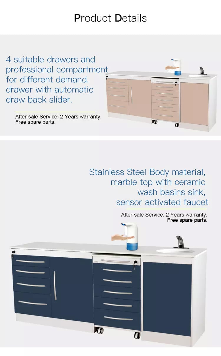 Hospital Clinic Furniture Dental Furniture Stainless Steel Body Desk With Storage Cabinet details