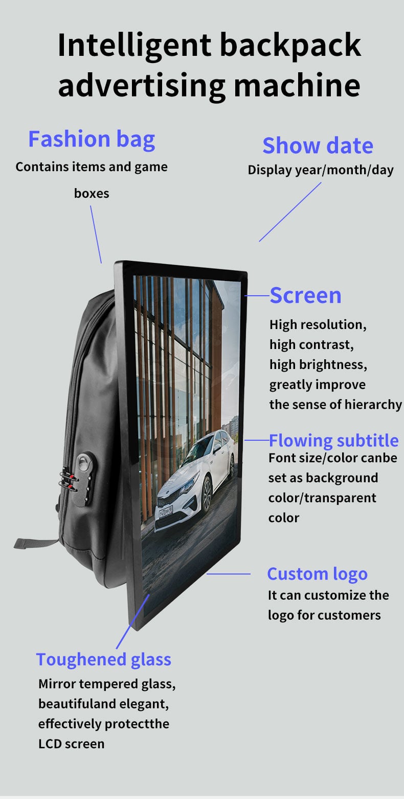 21.5 Inch Walking Billboards Android LCD Digital Signage Advertising Displays Mobile Human Walking Backpack Billboards factory