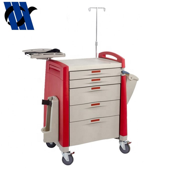 Luxurious Abs Plastic Medicine Medical Cart Emergency Treatment Trolley For Clinic Hospital Medical Crash Cart supplier