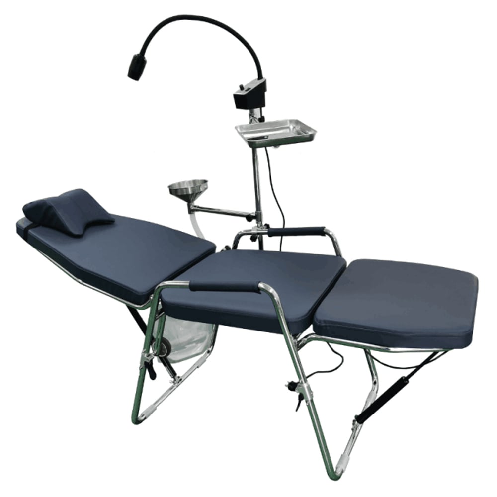 Dental Folding Chair With Turbine Unit LED light Removable spittoon weak suction Folded Portable Dental Chair factory