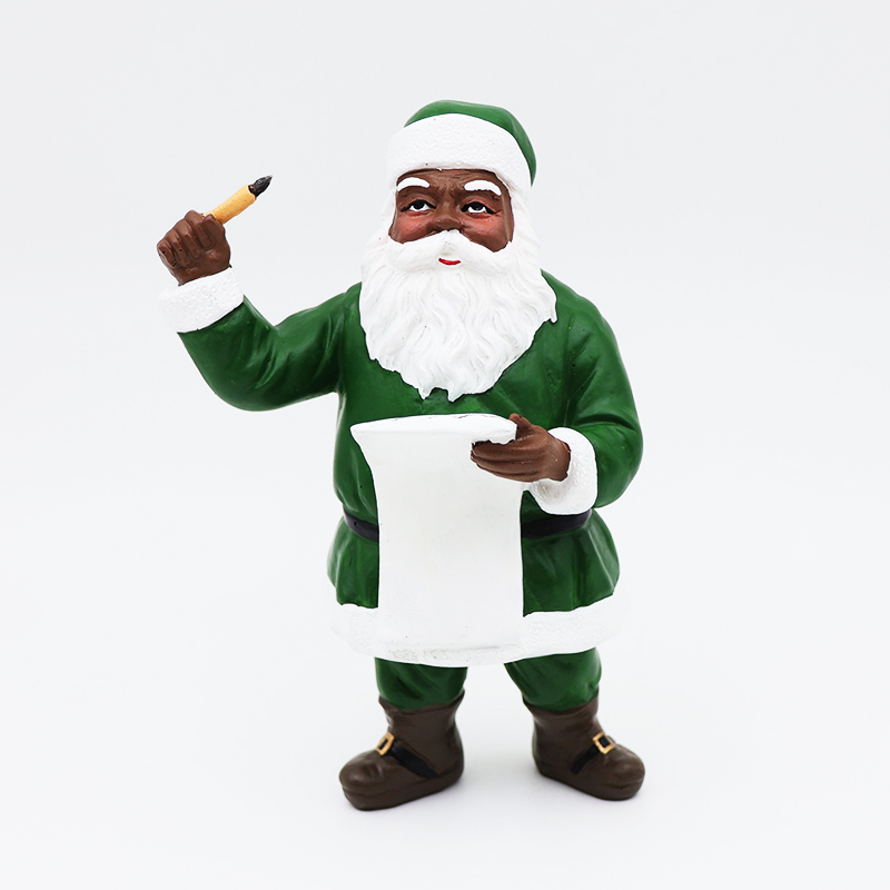 Custom Christmas black skin Santa Claus standing figurine ornament manufacture