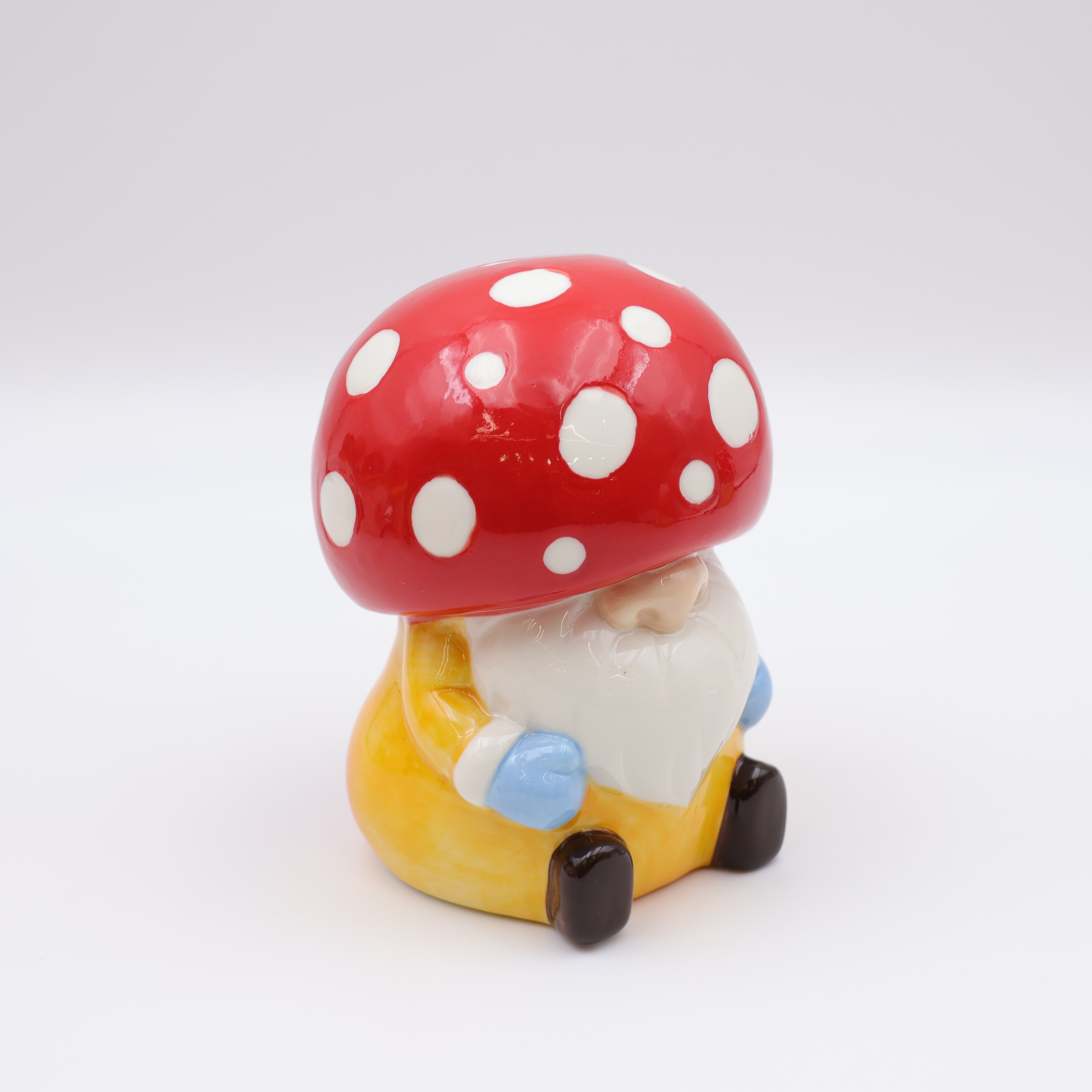 OEM Custom christmas home garden decor cute red ass figure statue ceramic half round mushroom gnome figurine ornaments supplier