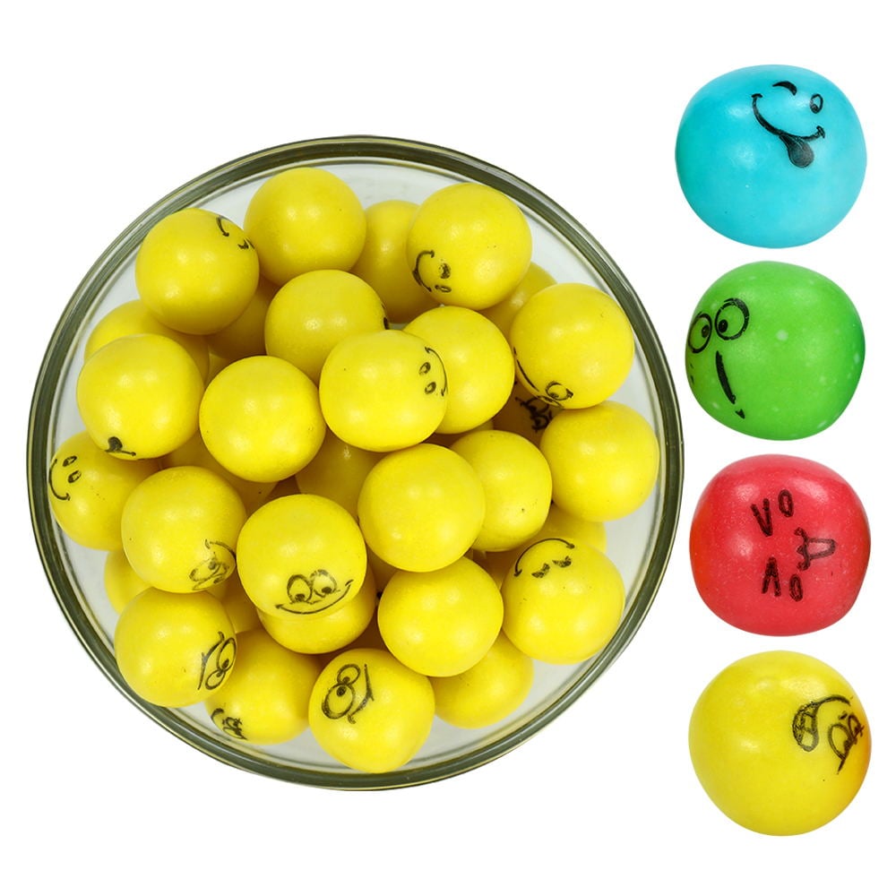 chinese printed smile face tutti-fruitti flavor round ball bubble gum factory manufacture