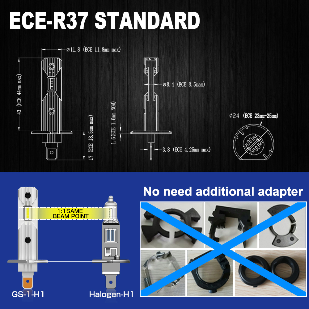 Gview GMX H1 LED Headlight Auto LED H7 H8 9005 Super Bright 25W 6000K Canbus H7 H11 H4 LED Bulb H1 factory