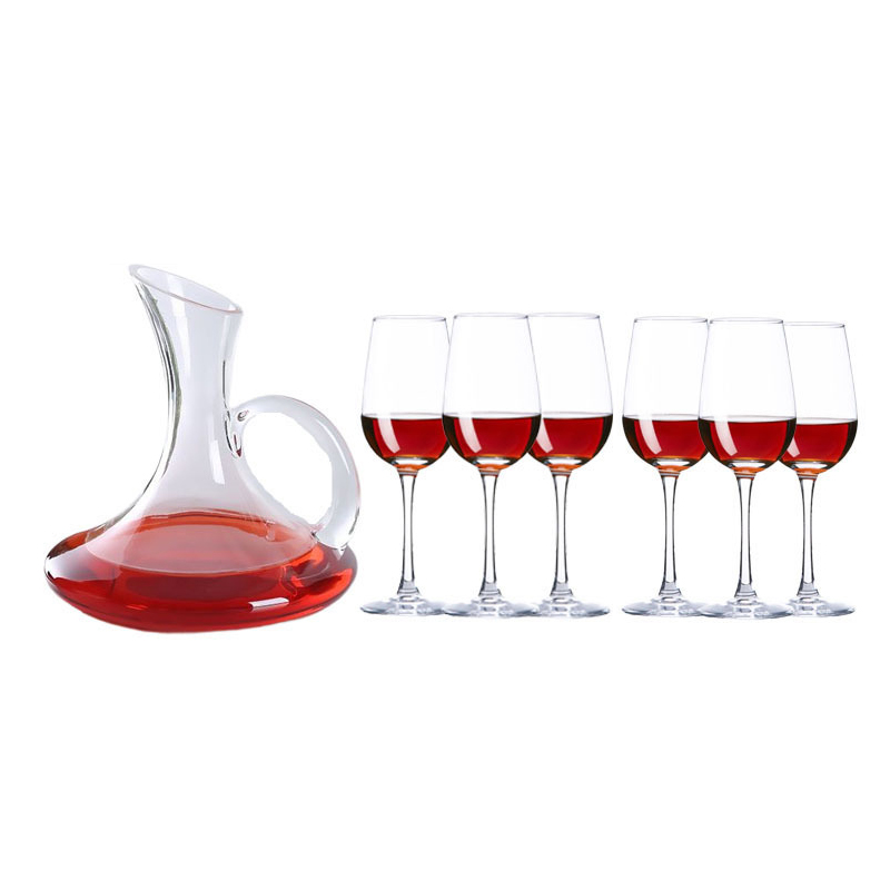 Custom Logo Gift Box Set Mouth Blown Luxury Glass Wine Decanter Cups Set supplier