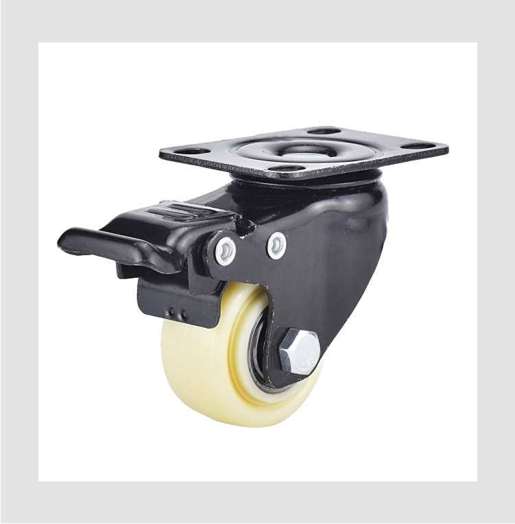 industrial caster wheel 1.5/2/2.5/3/4/5 inch brake type PP caster wheel with double bearings for machinery and equipment details