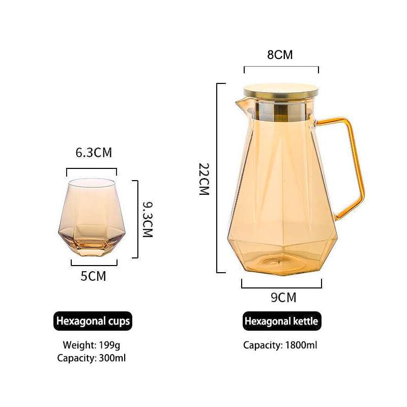 Diamond Jug and Glass Cold Kettle Set Household Beer Cup Water Cup Cold and Heat Resistant Pitcher Jug set details