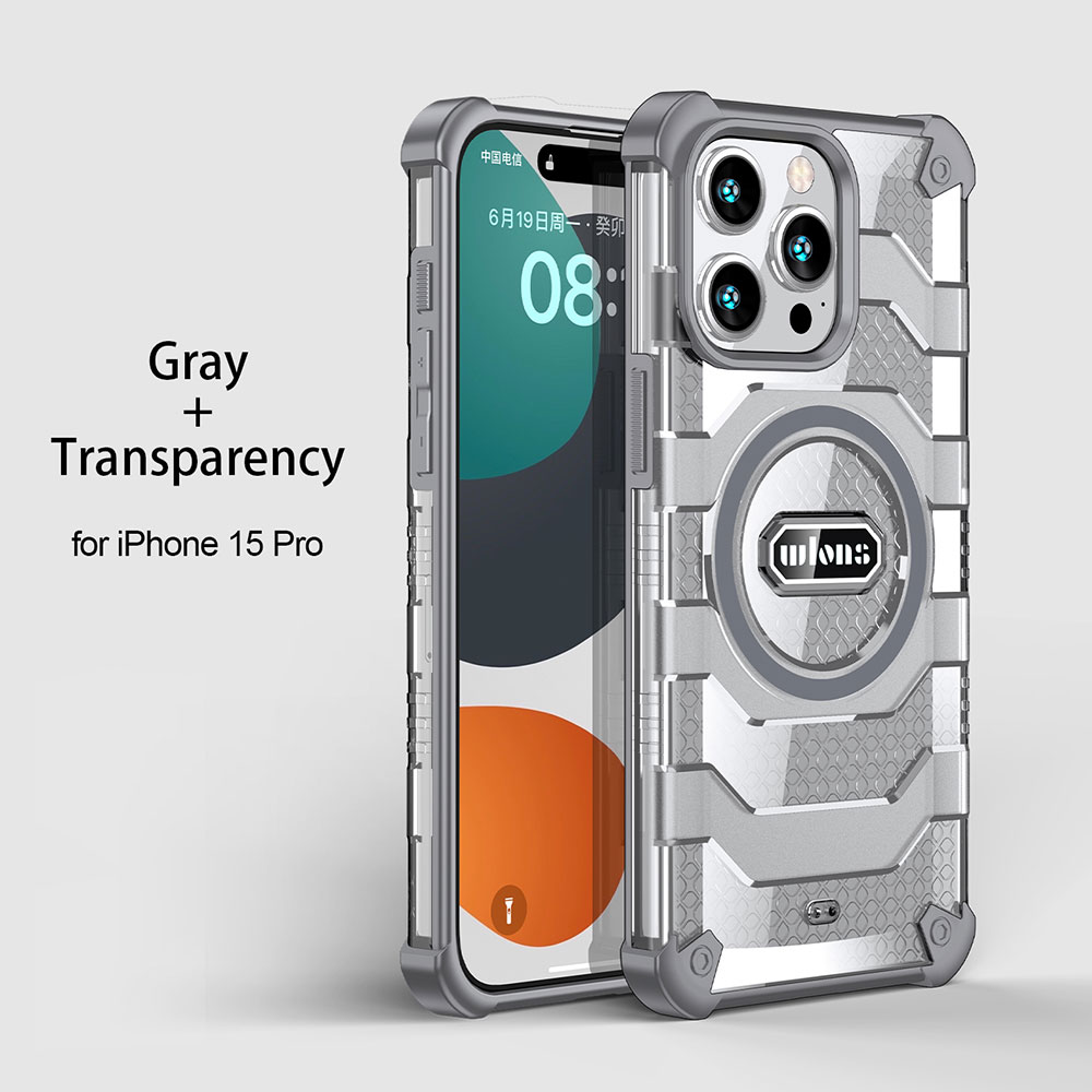 WLONS WLS28 Resistente a los golpes, Funda para teléfono de TPU con fibra de carbono mate y succión amigable con la piel para Iphone 15 Pro Max