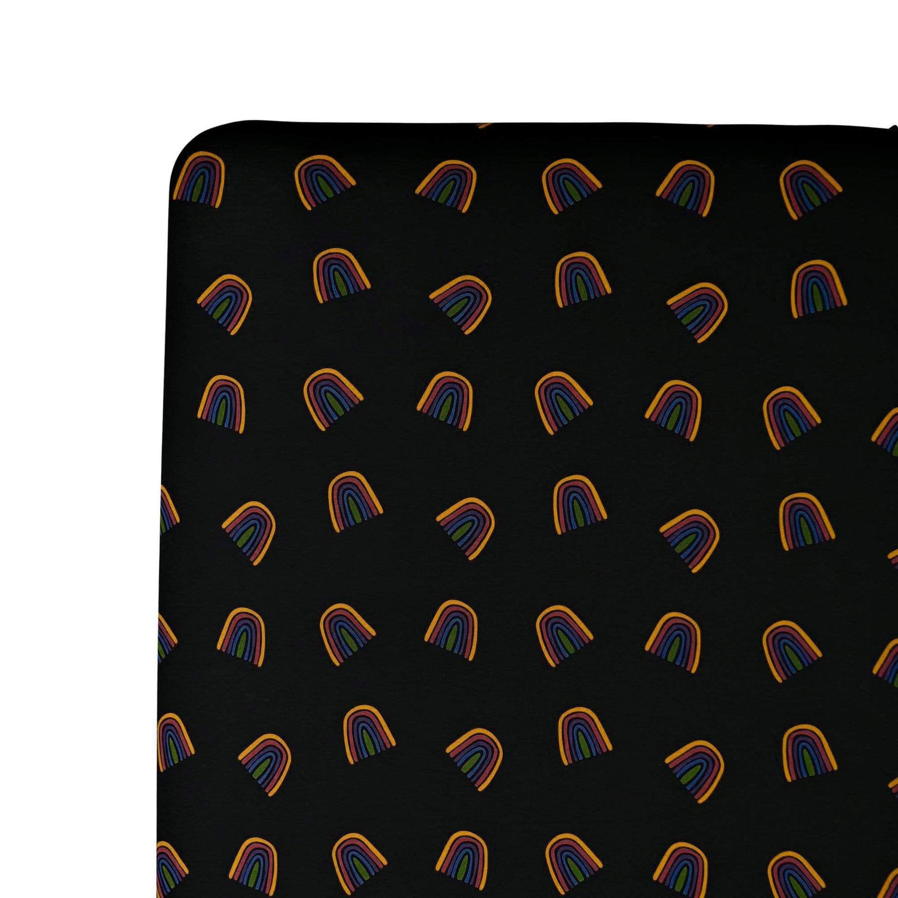 Super Soft Baby Bedding Rainbows Print Bamboo Cotton Muslin Fitted Crib Sheets Black Cot Bed Sheet supplier