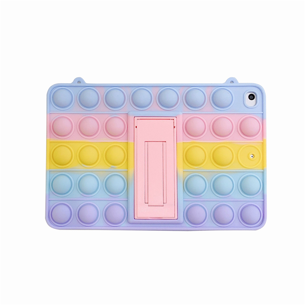 Laudtec 2021 Hot Selling Rainbow Colorful Push Bubble Silicone Protective Tablet Case With Holder For iPad supplier