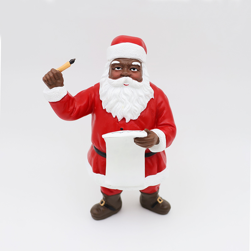Custom Christmas black skin Santa Claus standing figurine ornament manufacture