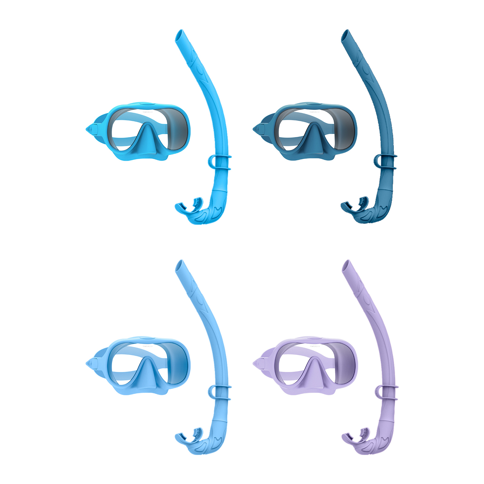 2024 NEW Diving Gear Equipment Single Tempered Glass Silicone Dry Snorkel Mask and Snorkel Set for Adult manufacture