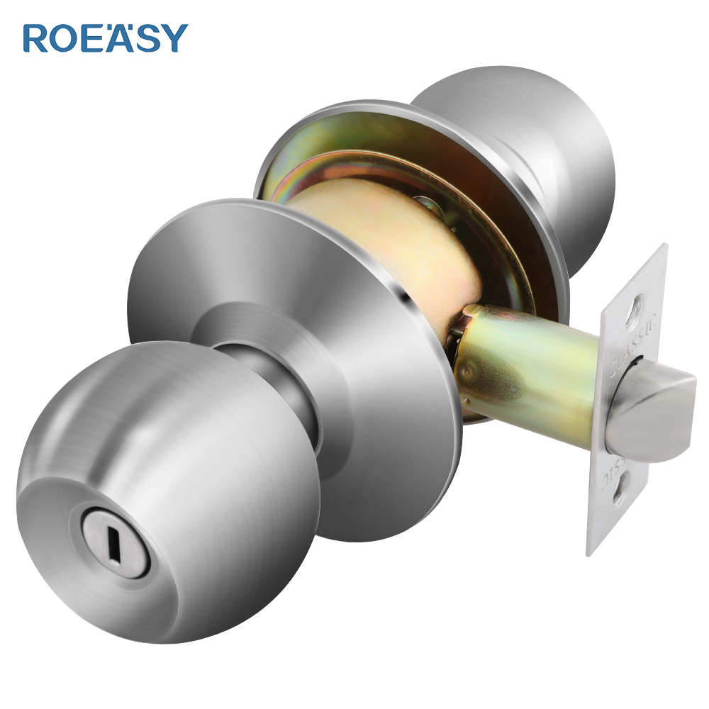 ROEASY 587SS-BK-Z Неръждаема стомана вратичен замък за баня, закръглен дръжков замък, цилиндричен входен дръжков замък за вътрешни врати