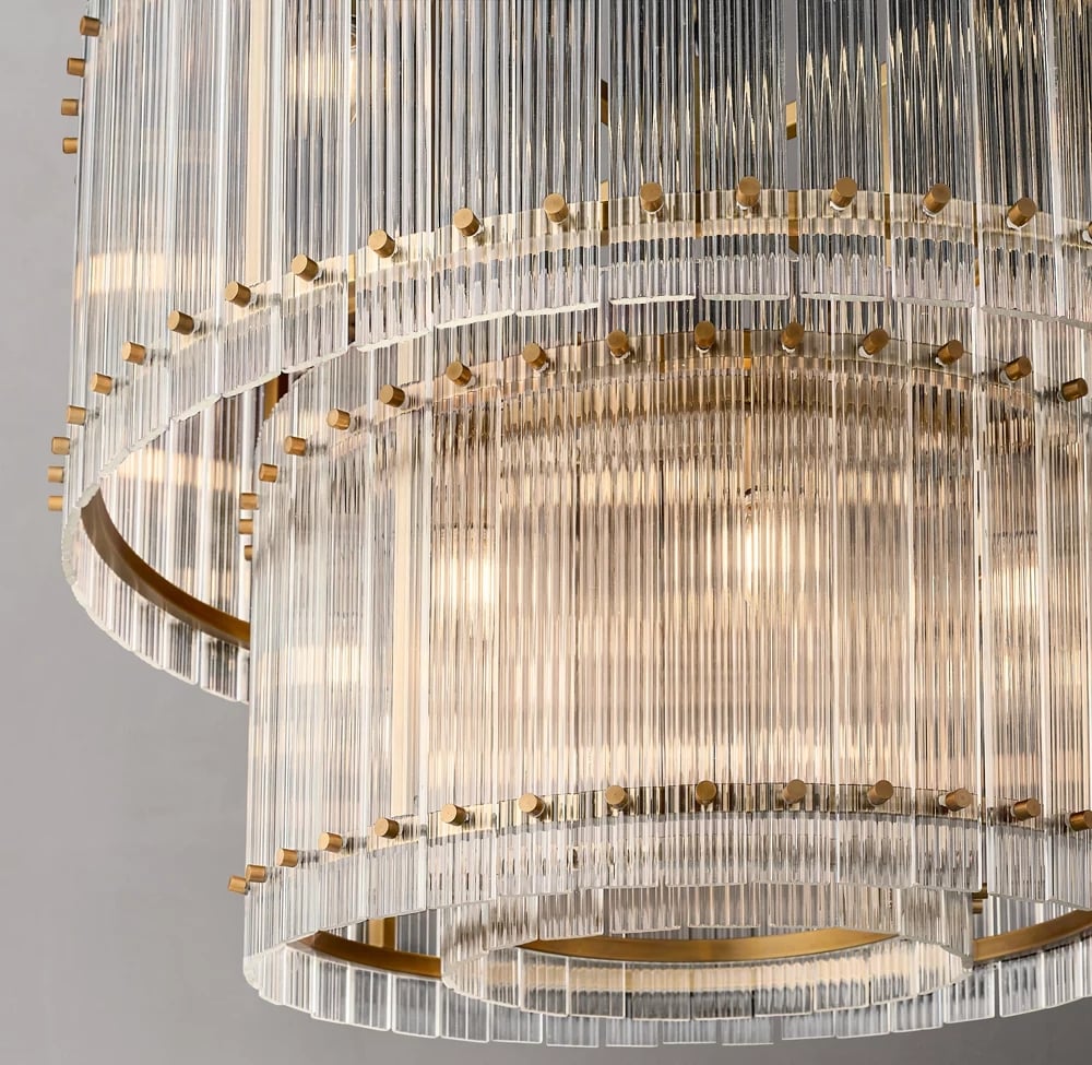 High Quality Luxury Villa Living Room Copper Chandelier Light Round Bedroom Restaurant Glass Chandelier manufacture