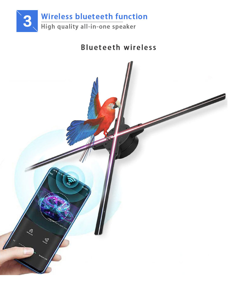 Factory wholesale cheap Four Blades Advertising Playing Equipment Ventilador Holografico 3D Holographic Display Hologram Fan manufacture