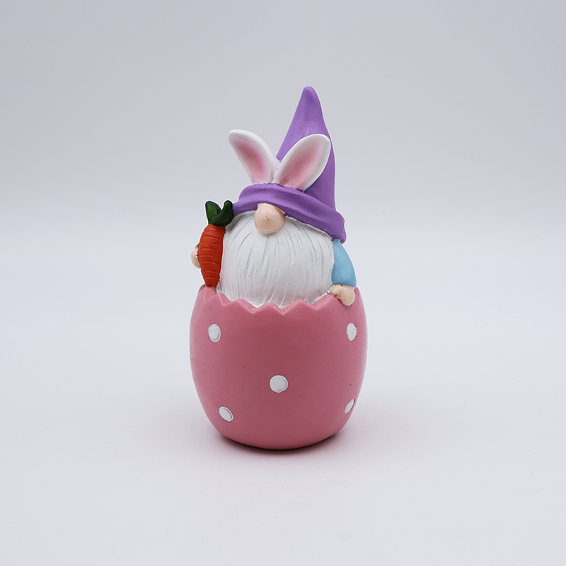 Custom craft hme garden festival decorative 3d mini statue wholesale cute resin pink gnome rabbit ears figurines gift manufacture
