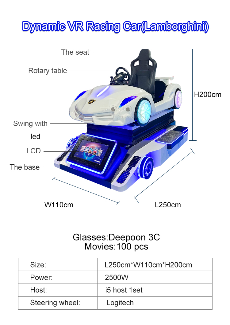 Amusement Park Virtual Reality 3D Glasses 9D Motion Driving Car Racing Simulator Arcade Game Machine factory