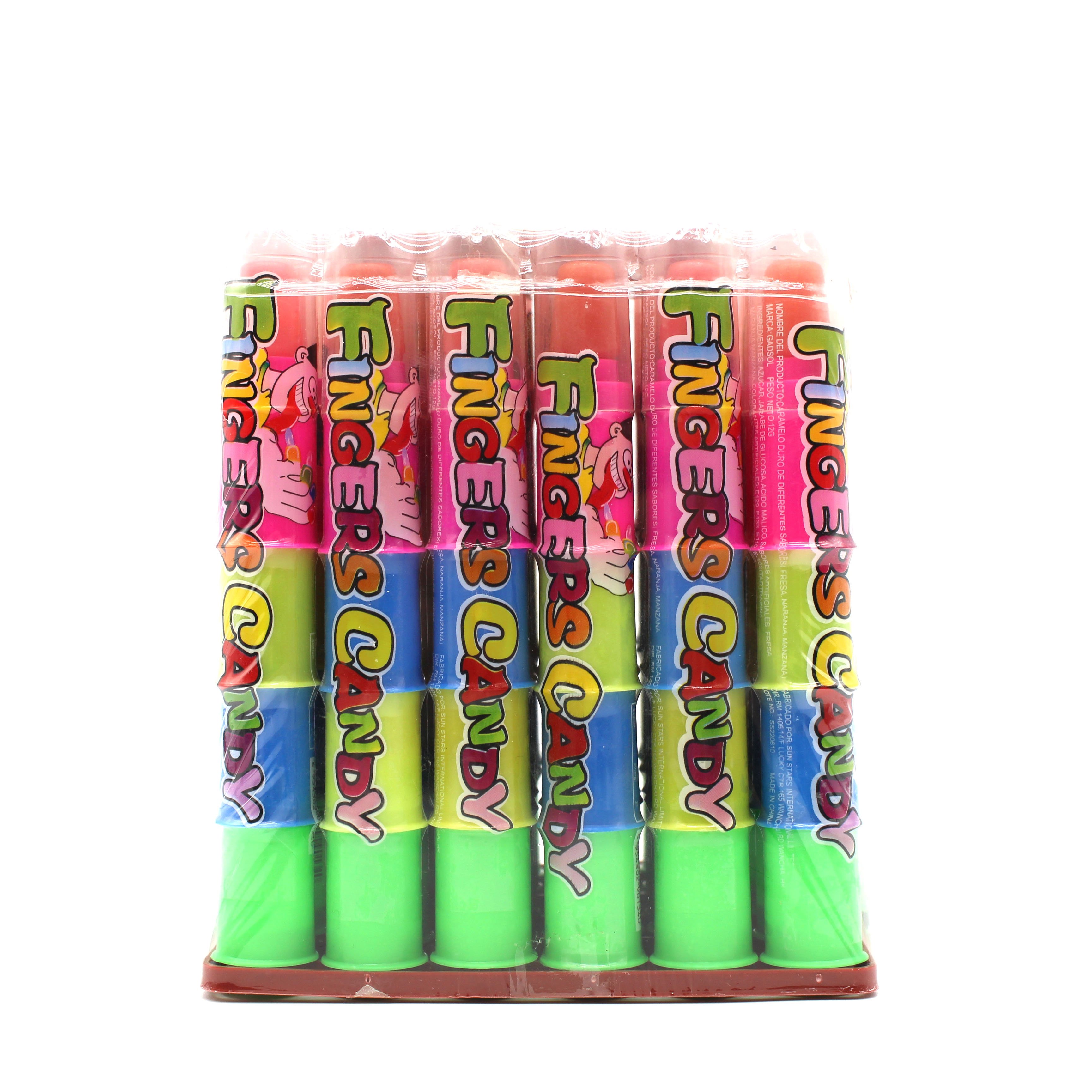 Factory Direct Fun Cartoon Shaped Fruit Lollipop Colorful Hard Candy with Box Packaging Fruity Flavor Finger Candy Toy for Kids supplier