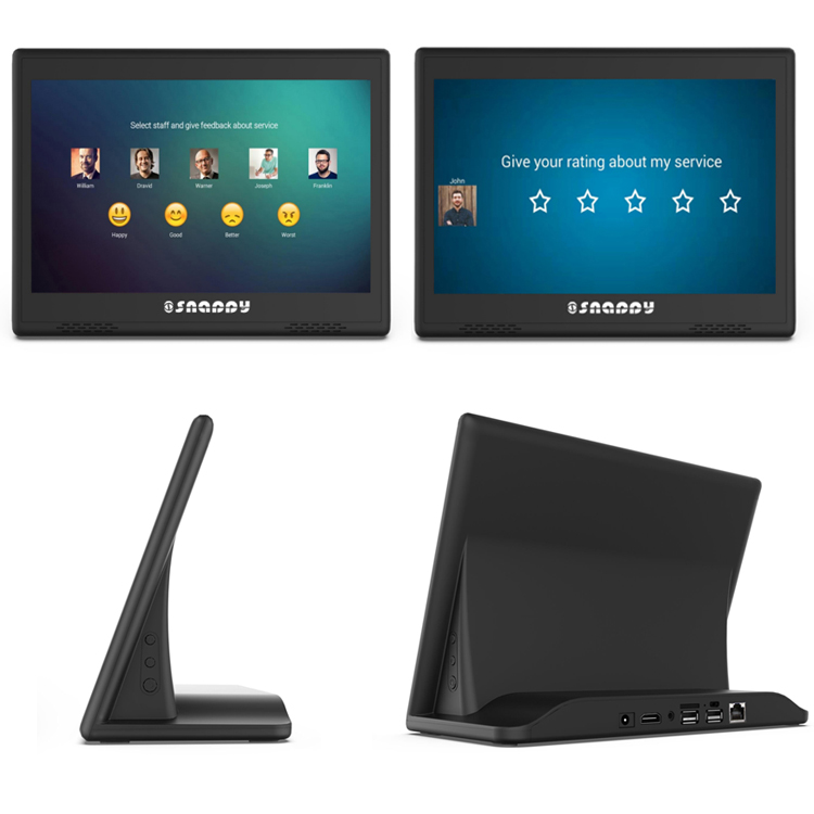 L shape android tablette 10 pouces customer feedback system survey device built-in Wifi RJ45 network port 3 USB details