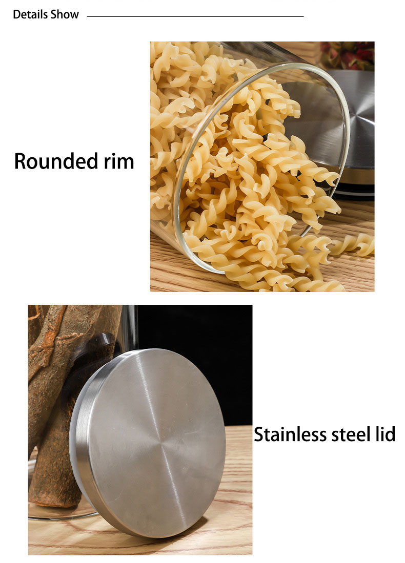Kitchen Jars Stainless Steel Lid Storage Jars Food Storage Jar with SS Lid manufacture