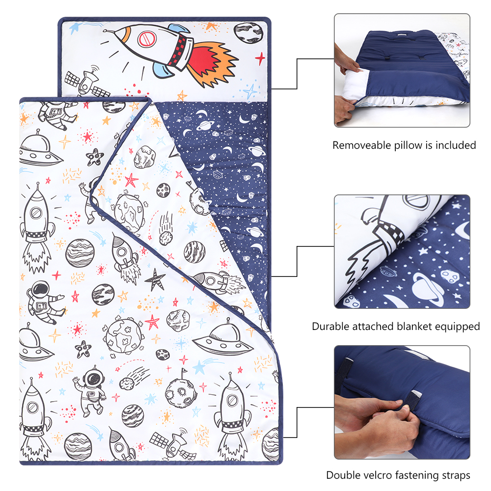 Cartoon Astronaut Kids Nap Mat 100% CottonToddler Daycare Sleeping Nap Mat With Pillow manufacture