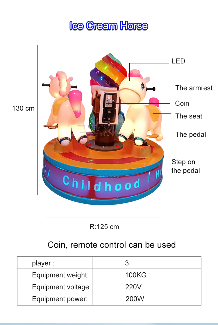 Amusement Park Merry Go Round Kids Carousel Horse 3 Seats Mini Carousel For Sale supplier