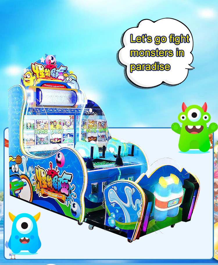 Coin Operated Monster Adventure Shooting Game Water Shooting Ticket Redemption Game Machine supplier
