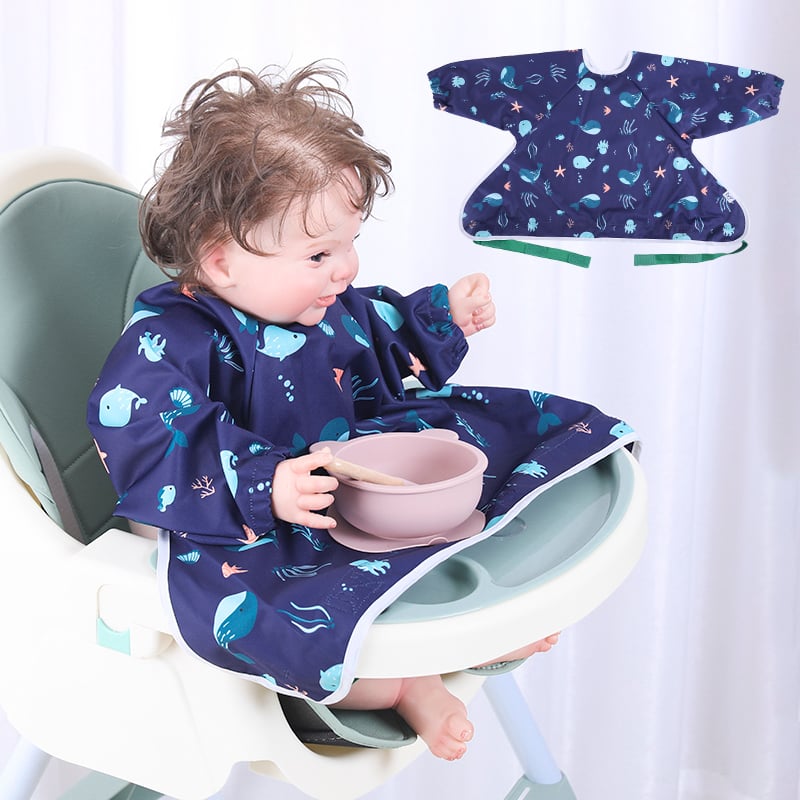 Infant Custom Printed Baby Apron Bib Weaning Smock Bib manufacture