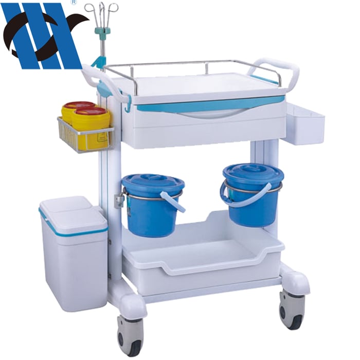 BDT8150 Medical ABS Trolley Luggagae Dressing Change Medicine Trolley with Trash Can Drawers Emergency Trolley manufacture