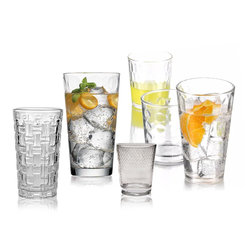 Hot Selling Household Bar Ribbed Glass Mugs Transparent Glass Cup for Water Juice details