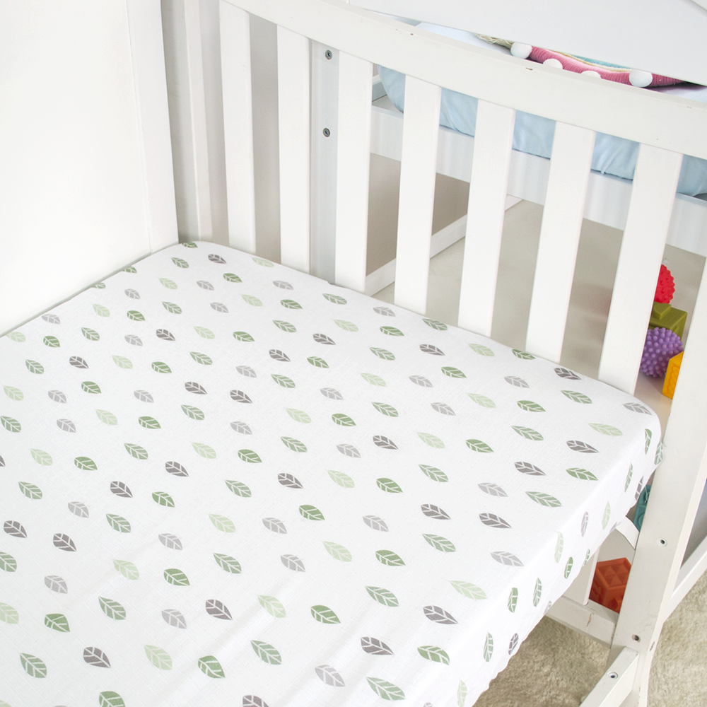 Cartoon Design Printed 100% Cotton Muslin Crib Fitted Sheet Set High Quality Baby Muslin Crib Sheet manufacture