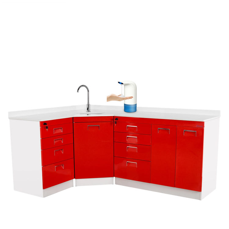 Furniture dental Customized medical furniture dental corner cabinet with soft-close doors and drawers factory