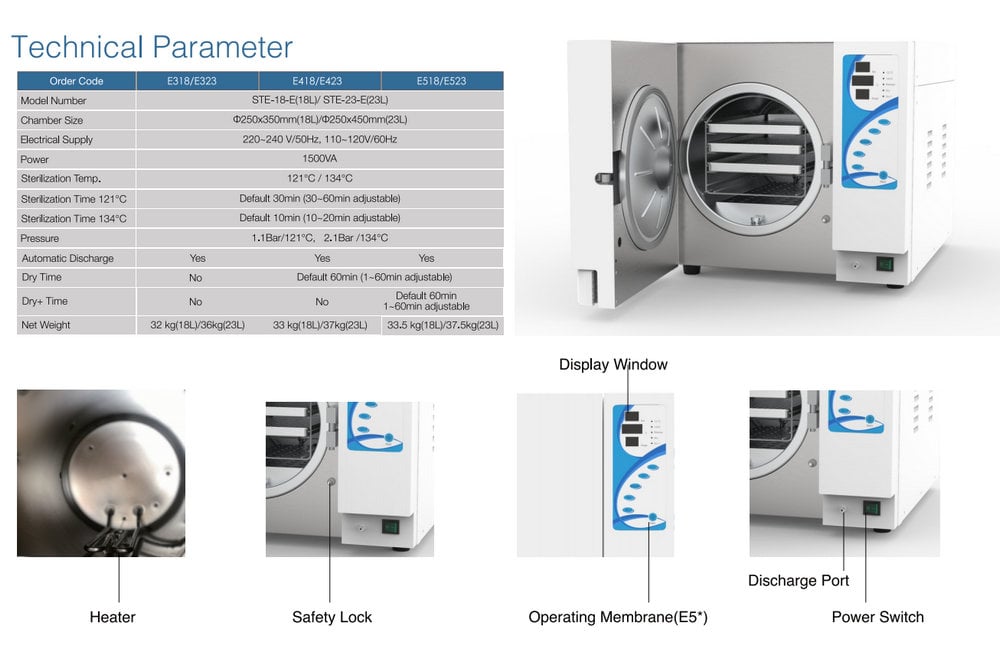 Economical 23L N Class Dental sterilizer Semi-automatic Dental Steam Autoclave details