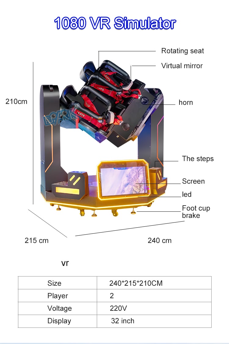 Small Investment Fast Return 360 Virtual Reality Roller Coaster 720 VR Equipment 9D 1080 VR Simulator factory