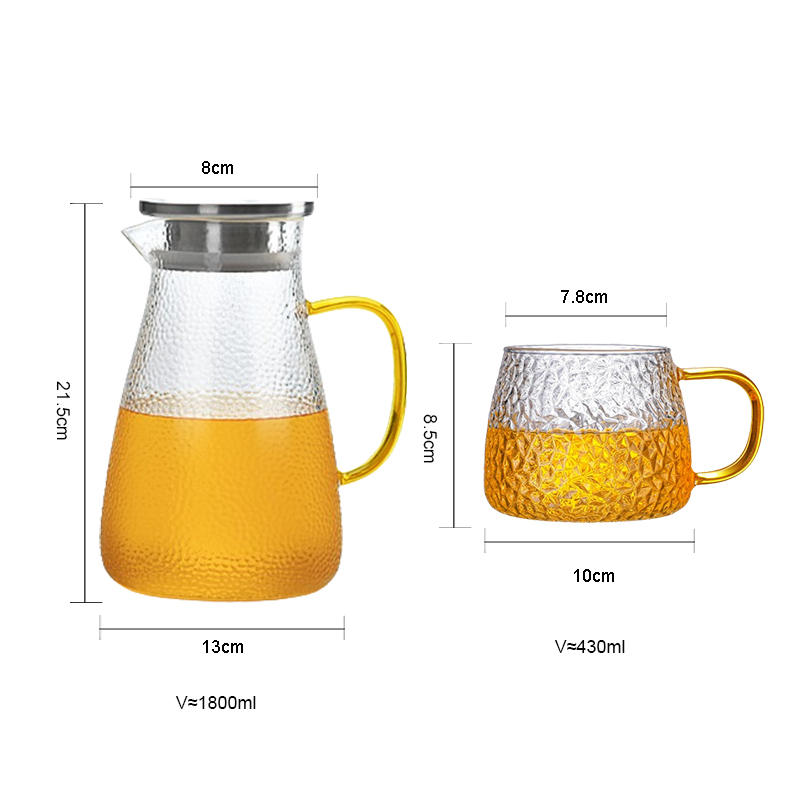 Hot Sale Clear Large Capacity High Borosilicate Glass Kettle Glass Pitcher Heat-resistant Water Jug Cup Set supplier