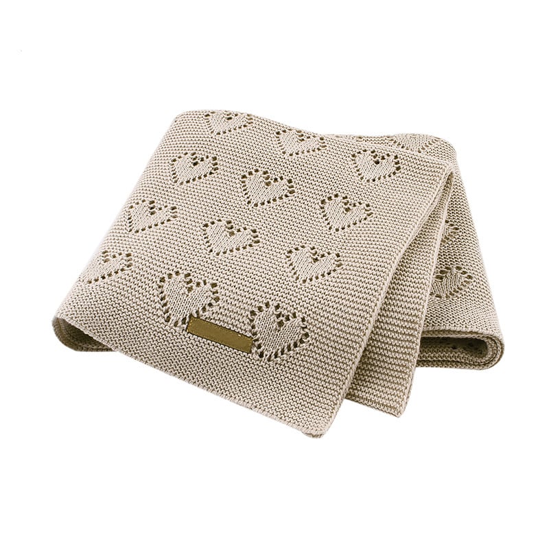 Multi-use new cotton solid baby new born organic knitted blanket hollow out blanket baby details
