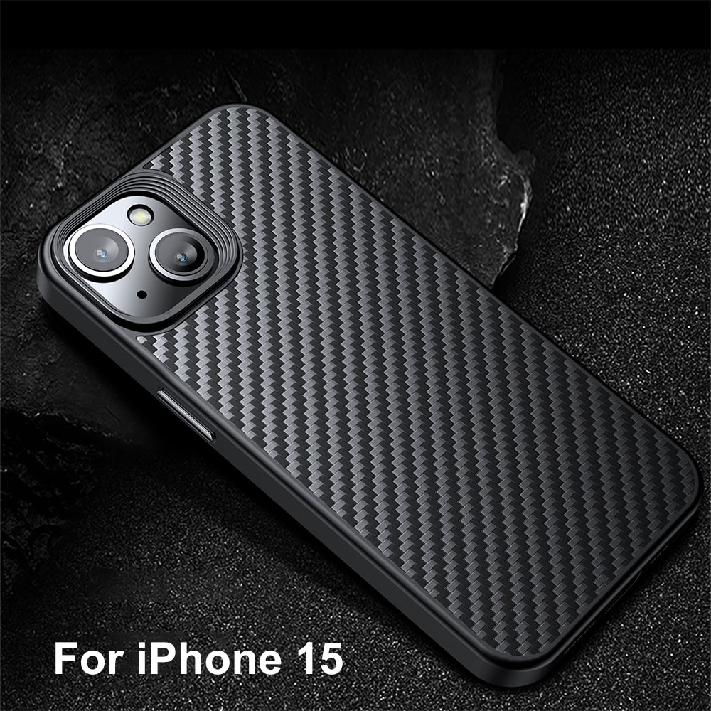 WLONS WLS14 coque de téléphone en Tpu mobile en fibre de carbone mate amicale et résistante aux chocs pour Iphone 15 Plus
