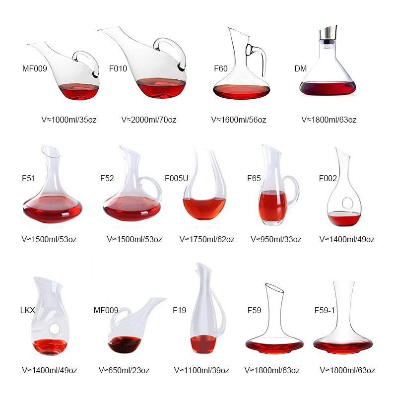 wholesale products customized logo U-shaped luxury glassware oblique wine decanter with handle supplier