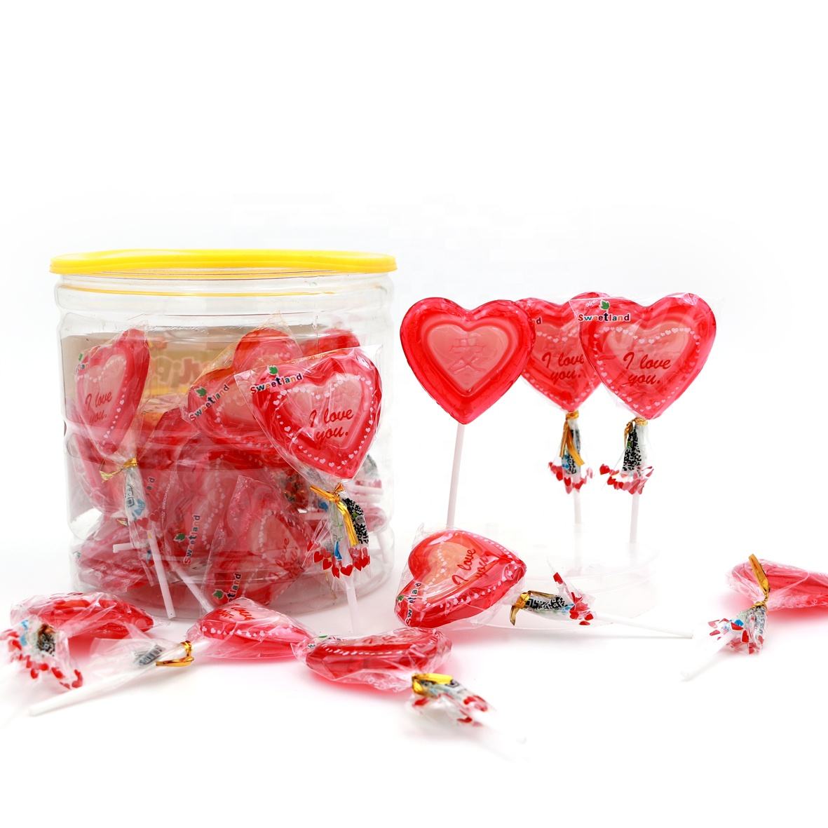 Love Lollipop Candy Valentine's Day sweet red and white mix color heart shape lollipop details