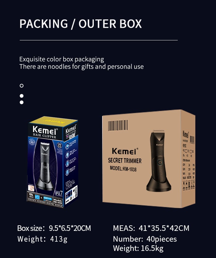 Usb Base Washable Men Shaver Groin Beard Trimmer Kemei km-1838 Haircutting Multifunction Electric Hair Cutting Machine factory