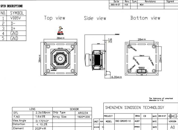 Global Exposure USB High-Speed Snapshot Camera Module 1
